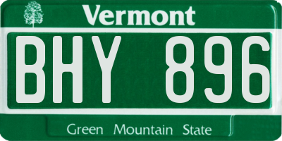 VT license plate BHY896