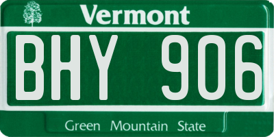 VT license plate BHY906