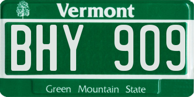 VT license plate BHY909