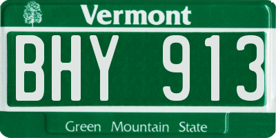 VT license plate BHY913
