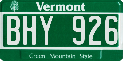 VT license plate BHY926
