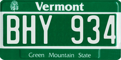 VT license plate BHY934