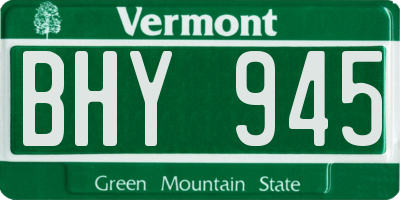 VT license plate BHY945