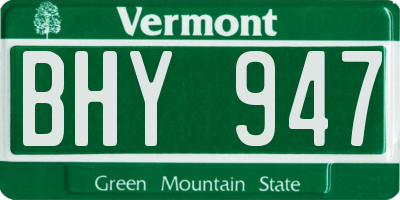VT license plate BHY947