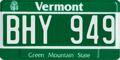 VT license plate BHY949