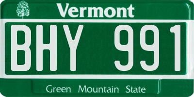 VT license plate BHY991