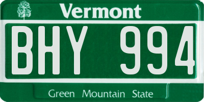 VT license plate BHY994