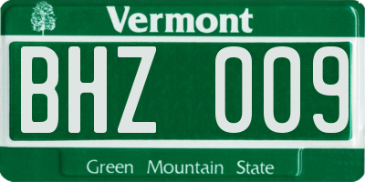 VT license plate BHZ009