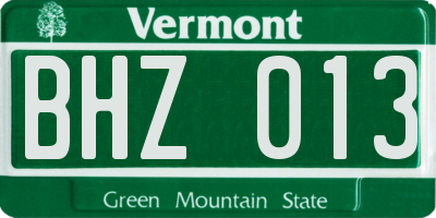 VT license plate BHZ013