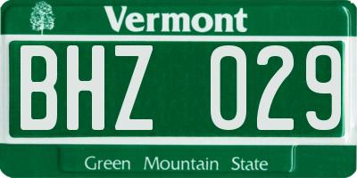 VT license plate BHZ029