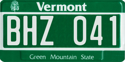 VT license plate BHZ041