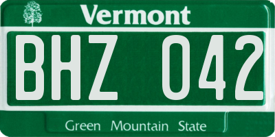VT license plate BHZ042