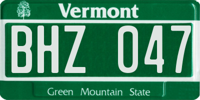VT license plate BHZ047