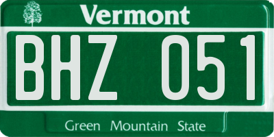 VT license plate BHZ051