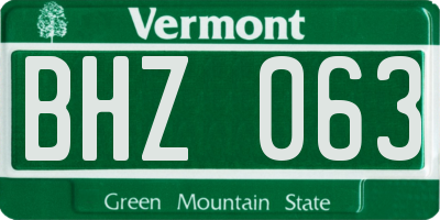 VT license plate BHZ063