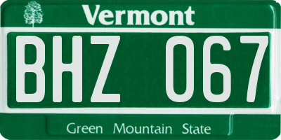 VT license plate BHZ067