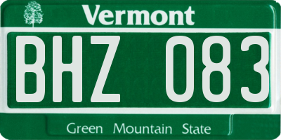 VT license plate BHZ083