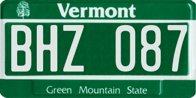 VT license plate BHZ087