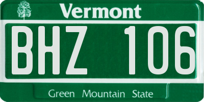 VT license plate BHZ106