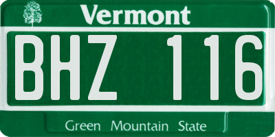 VT license plate BHZ116
