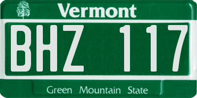 VT license plate BHZ117