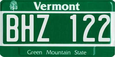 VT license plate BHZ122