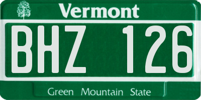 VT license plate BHZ126