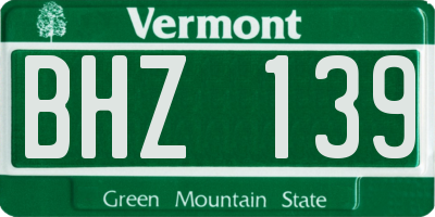 VT license plate BHZ139
