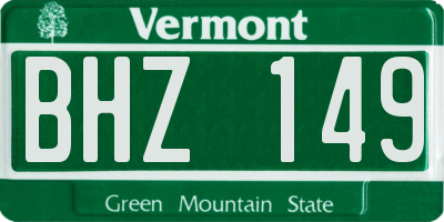 VT license plate BHZ149