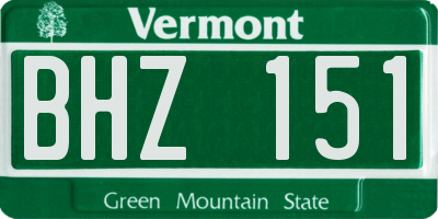 VT license plate BHZ151