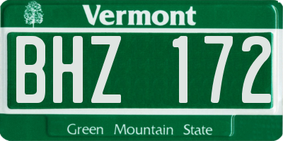 VT license plate BHZ172
