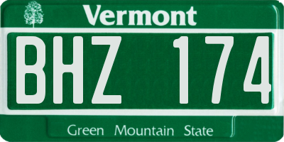 VT license plate BHZ174
