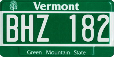 VT license plate BHZ182
