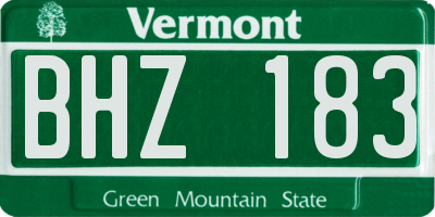 VT license plate BHZ183