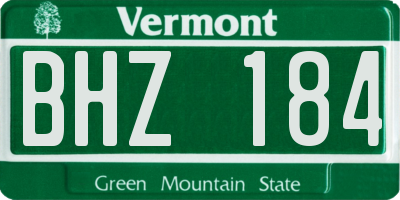VT license plate BHZ184