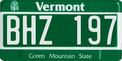 VT license plate BHZ197