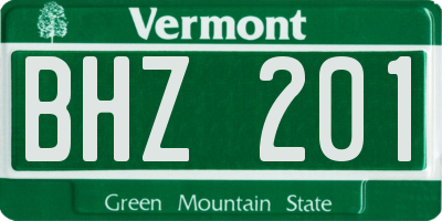 VT license plate BHZ201