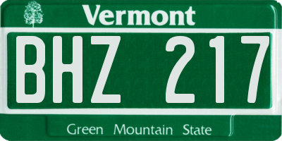 VT license plate BHZ217