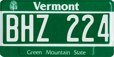 VT license plate BHZ224