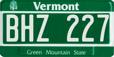 VT license plate BHZ227