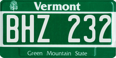 VT license plate BHZ232
