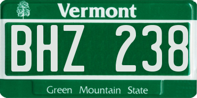 VT license plate BHZ238