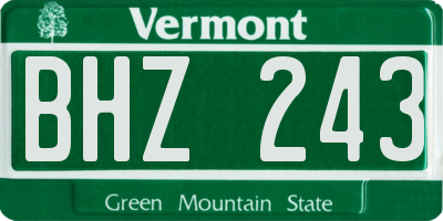 VT license plate BHZ243