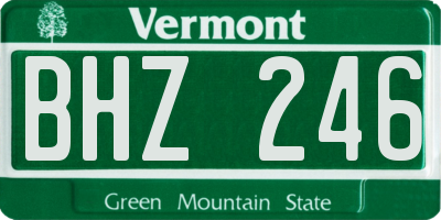 VT license plate BHZ246