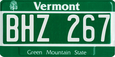 VT license plate BHZ267
