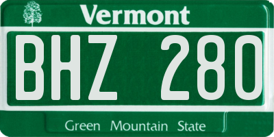 VT license plate BHZ280