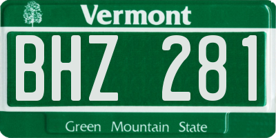 VT license plate BHZ281