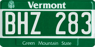 VT license plate BHZ283