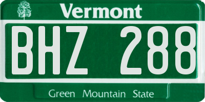 VT license plate BHZ288