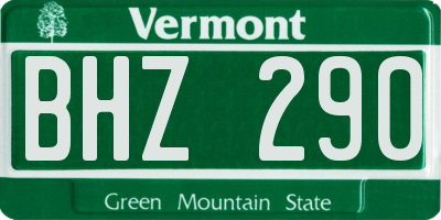 VT license plate BHZ290